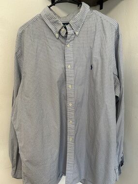 Ralph Lauren Men's Light Blue Micro-Check Button-Down Shirt